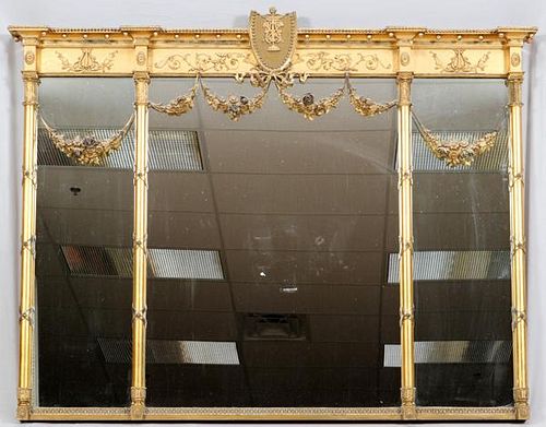 CARVED GILT WOOD & GESSO OVER-MANTEL MIRROR