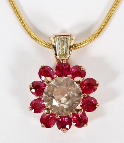1.92CT NATURAL LIGHT PINK SAPPHIRE & RUBY NECKLACE