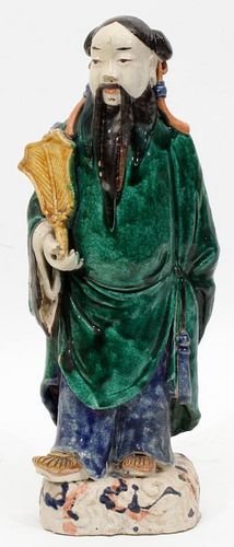 CHINESE POTTERY FIGURE OF ELDER