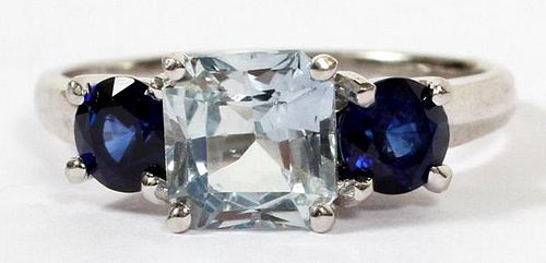 1.68CT BLUE SAPPHIRE & 1CT SIDE SAPPHIRE RING