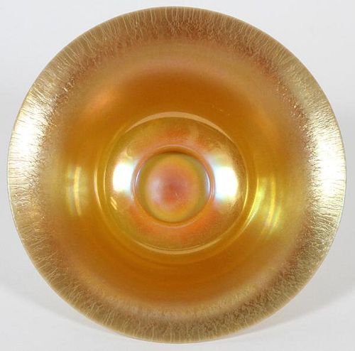 STEUBEN CALCITE & GOLD AURENE GLASS CENTERPIECE