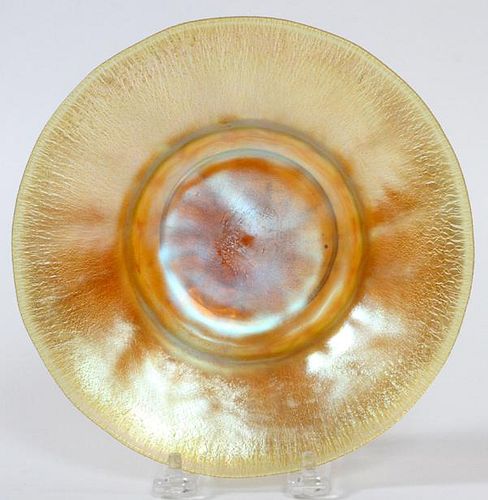 L. C. TIFFANY GOLD FAVRILE GLASS FOOTED BOWL