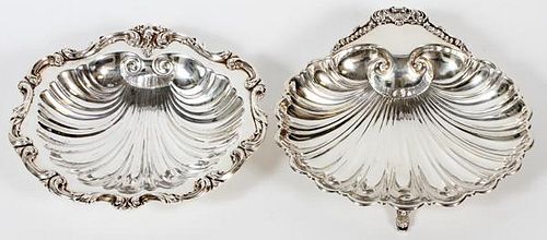 SHELL FORM SILVER PLATE DISHES TWO