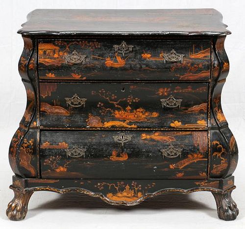 ENGLISH CHINOISERIE BLACK LACQUERED CHEST