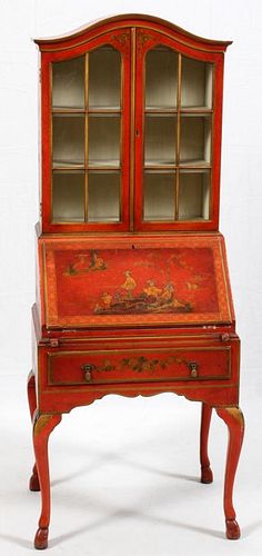 CHINOISERIE PAINTED WOOD DROP-FRONT SECRETARY