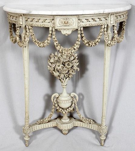 LOUIS XVI STYLE CONSOLE W/ MARBLE TOP