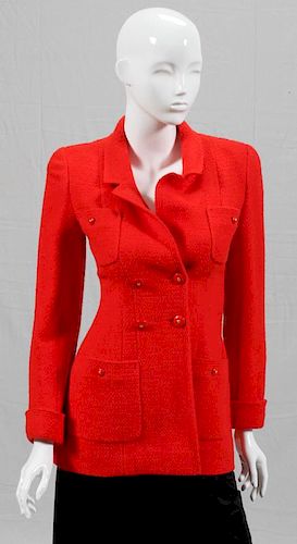 CHANEL BOUTIQUE RED WOOL-BLEND JACKET