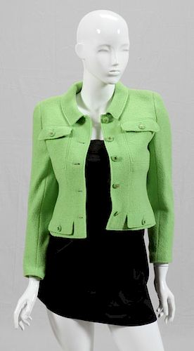 CHANEL BOUTIQUE LIME GREEN WOOL JACKET