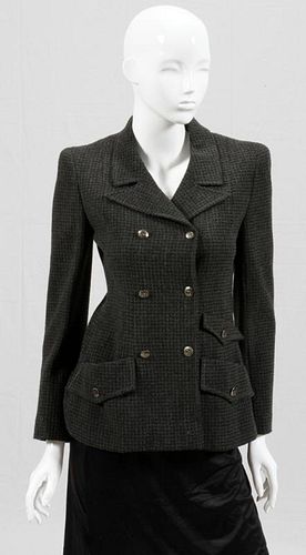 CHANEL BOUTIQUE WOOL BLEND CHECK JACKET