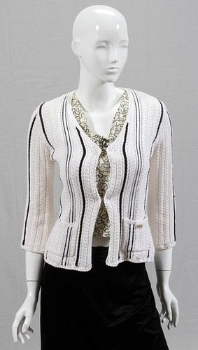CHANEL CASHMERE BLEND SWEATER JACKET & COTTON SHELL