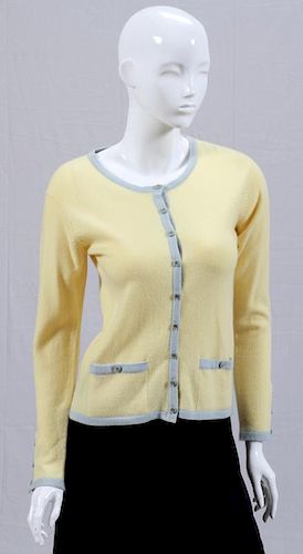 CHANEL YELLOW CASHMERE SWEATER TWIN SET