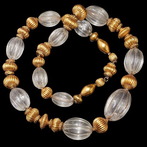 ROCK CRYSTAL AND GOLD BEAD NECKLACE
