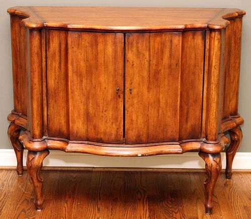 FRENCH STYLE WALNUT SERPENTINE TWO DOOR COMMODE