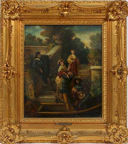 FRENCH OIL ON WOOD PANEL 19TH C.