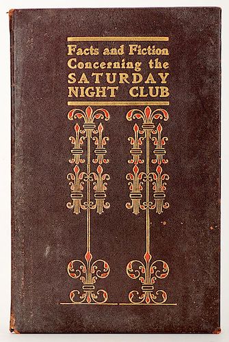 [Euchre] Facts and Fiction Concerning the Saturday Night Club. Hoboken, 1905. PublisherÍs leatherette covers stamped decoratively in red and gilt. Al