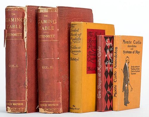 [Miscellaneous] Group of Five Vintage Books on Gambling. Including The Gaming Table (1870, two vols.) by Steinmetz (bindings weak)