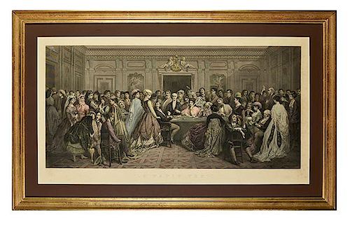 [Miscellaneous] Group of Four Antique Framed Gaming Engravings. Including ñLe Tapis Vertî (Gambling at Baden-Baden) [New York