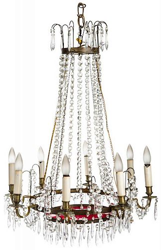 A RUSSIAN NEOCLASSICAL CRYSTAL EIGHT LIGHT CHANDELIER, 19TH CENTURY