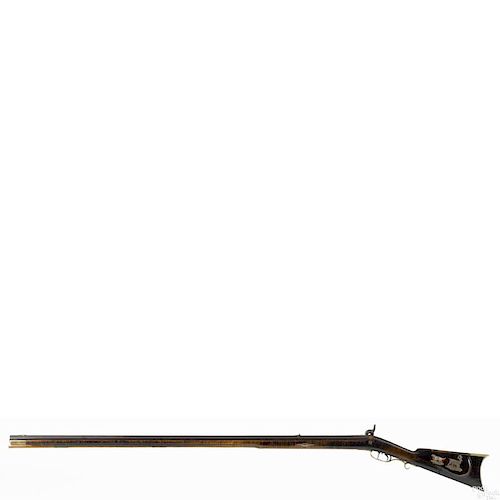 Virginia full stock percussion long rifle, approximately .44 caliber, with a maple stock