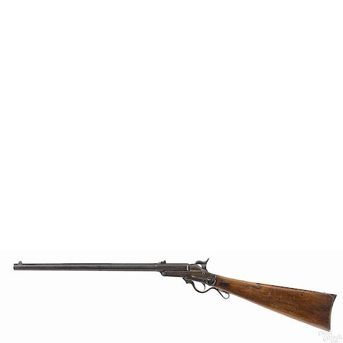 Maynard saddle ring carbine, .50 cal., with a walnut buttstock, 20'' octagonal to round barrel