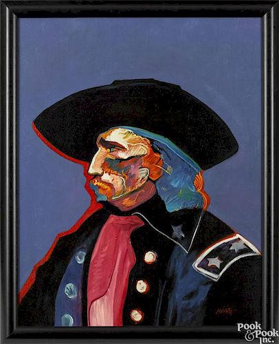 John Nieto (American 1936-), oil on canvas portrait of General George Armstrong Custer, signed