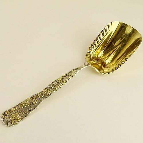 Antique Tiffany & Co Sterling Silver Grape Vine Pattern Gold Washed Berry Spoon.