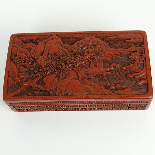 Antique Chinese Lacquer Cinnabar Box.