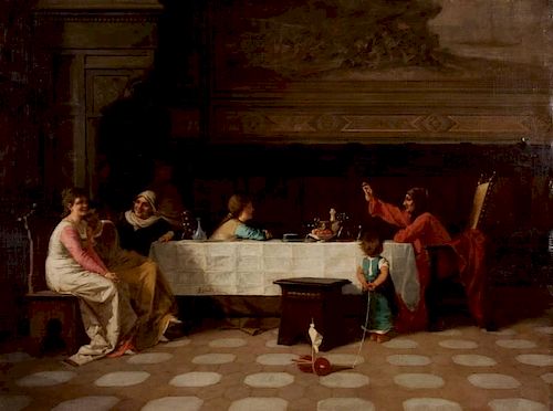 Amos Cassioli. The Banquet Table, oil on canvas