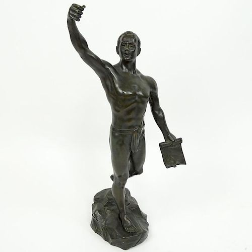 Otto Schmidt-Hofer, German (1873-1925) Bronze sculpture "Young athlete in victory pose"