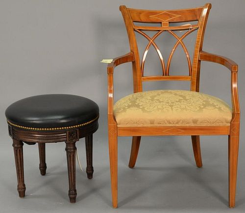 Two piece lot to include Hancock & Moore footstool and John Widdicomb armchair.