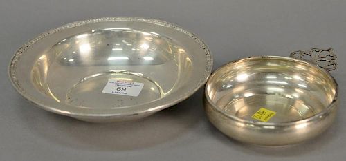 Two sterling silver pieces including Lenox silver porringer and a sterling silver bowl, 8