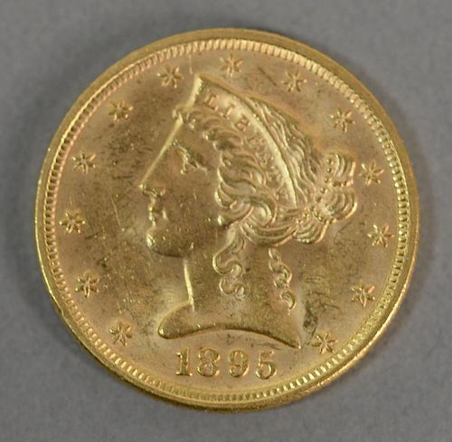 1895 $5. Liberty gold coin.