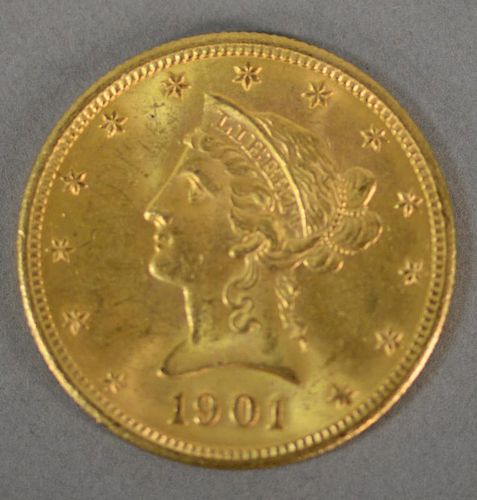 1901 S $10. Liberty gold coin.