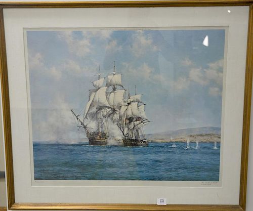 Montague Dawson, late 20th century "The Smoke of Battle" - "The Gallant Speedy", signed in print Montague Dawson