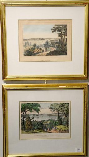 Pair of Currier & Ives colored lithographs, "The Narrows, New York Bay from Staten Island" and "New York"