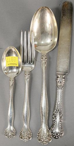 Sterling silver flatware set, 42 piece, 36 t oz