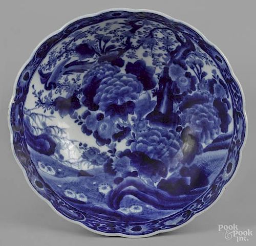 Japanese blue and white Imari centerpiece bowl,