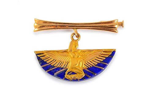 Egyptian Revival Gold Pin