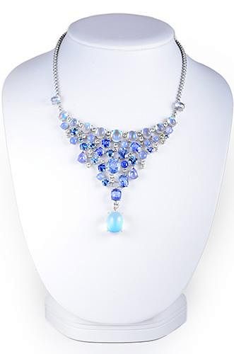 Cartier Moonstone, Diamond, and Sapphire Bib Necklace