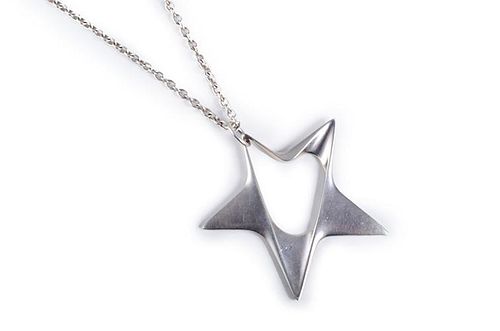 Georg Jensen Silver Star Pendant Necklace