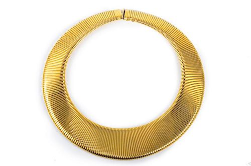 Large Gold Ribbed Necklace