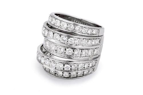 Interesting Five-Row Diamond Ring