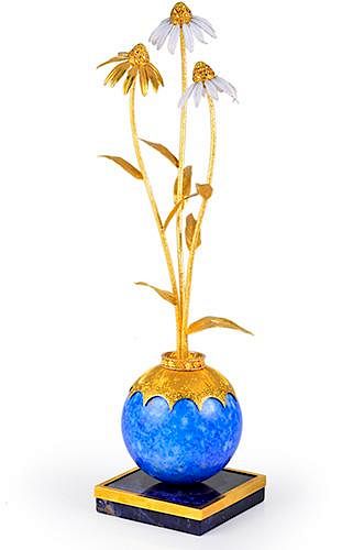 Buccellati Yellow Diamond and Lapis Vase of Flowers
