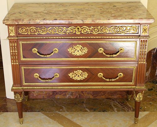 MAGNIFICENT 19C FRENCH DORE BRONZE MARBLE TOP COMMODE FROM CHRISTIE S