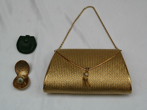MAGNIFICENT FRENCH 1900 18K GOLD DIAMOND LADY'S PURSE & POCKET WATCH