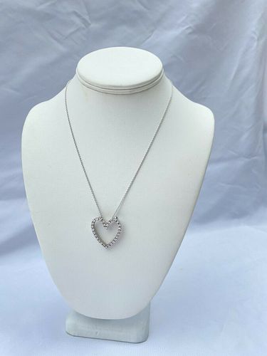 MAGNIFICENT FRENCH 1940'S PLATINUM DIAMOND HEART NECKLACE BROOCH 