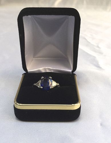 MAGNIFICENT 18K WHITE GOLD BURMA SAPPHIRE  DIAMOND RING NO HEAT WITH CERTIFICATE