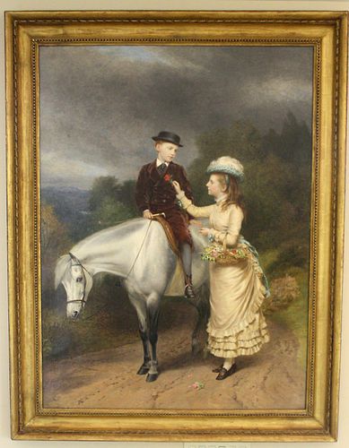 MAGNIFICENT 1877 OIL ON CANVAS  PAINTING BY R. ANSDELL & S.SIDLEY LISTED  ARTIST