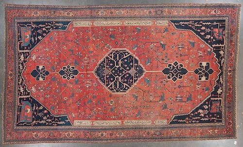 Unusual antique Serapi carpet, approx. 11.10 x 20