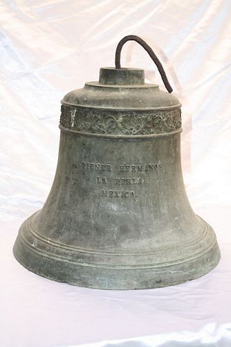1900 BRONZE BELL GIFT OF MEXICAN PRESIDENT TO HAROLD LLOYD  ESTATE IN BEV.HILLS